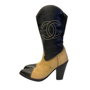 Chanel Black and Tan Women's Boots